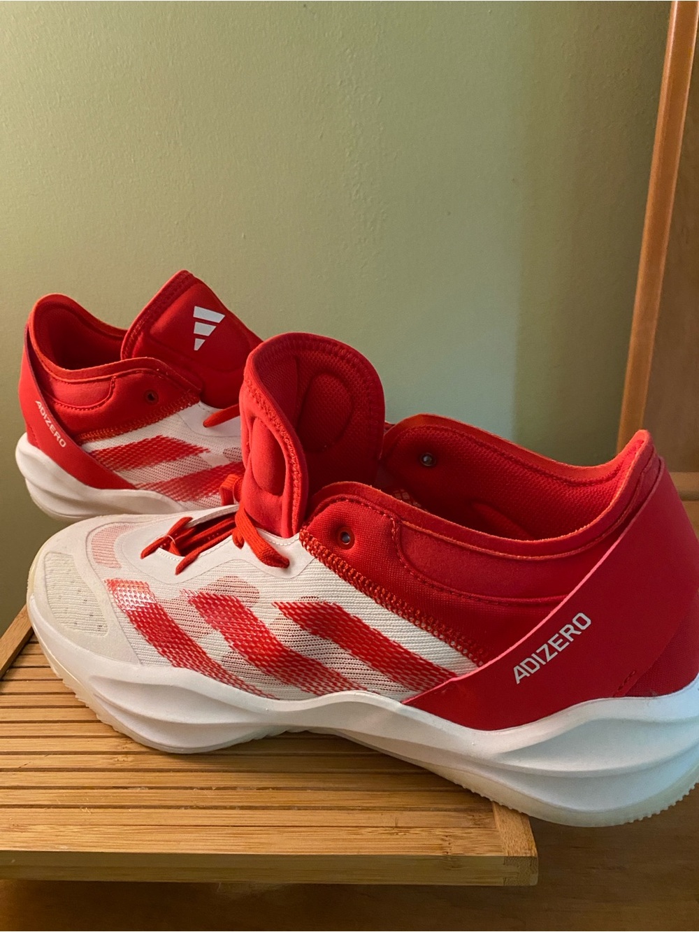 adidas Mens size 13 Adizero Red and White Athletic Sneakers